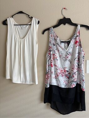 Large tops bundle.Loft basic cream tank, DKNY JEANS linen top.Summer,versatile.
